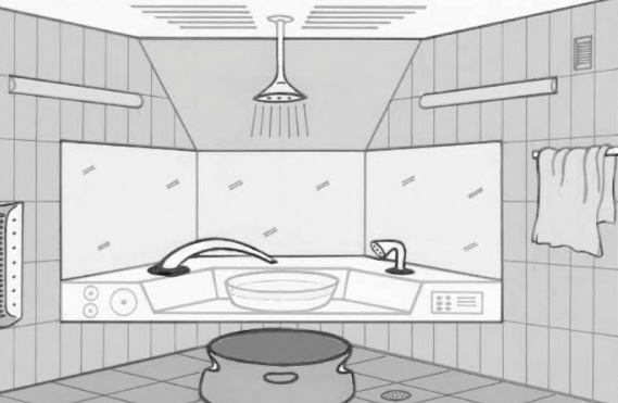Рис. 73. Примерно как-то так может выглядеть современная мытная квартирная баня из существующих строительных материалов