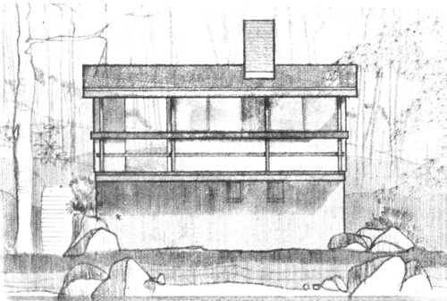 Рис.106. Фасад, план верхнего уровня и генплан