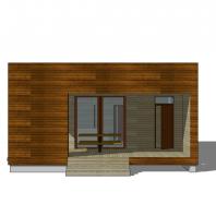 Проект сауны с террасой ECS. 81 м². Фасад. Разработан: АФ-студия