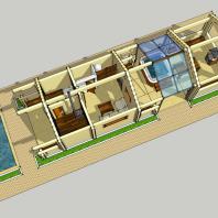 Проект модульного банного комплекса (баня, бассейн, зона барбекю). АФ-студия. Архитектор Дмитрий Антонов