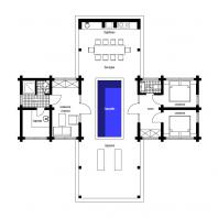 Эскизный проект банного комплекса с жилыми помещениями "4zone-X". Архитектор: Сергей Косинов. Новосибирск